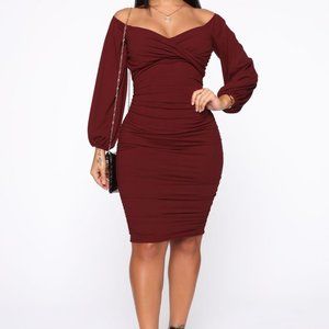 Wine Ruffled Dress